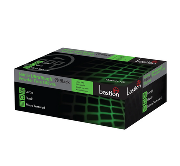Bastion - Nitrile UltraTough Black Powder Free Gloves - 100 Gloves