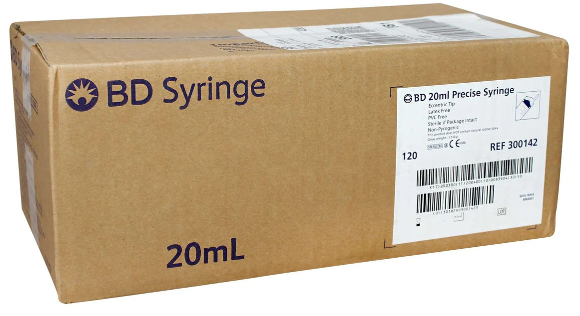 BD 20ml Luer Slip Eccentric Syringe 120/Box
