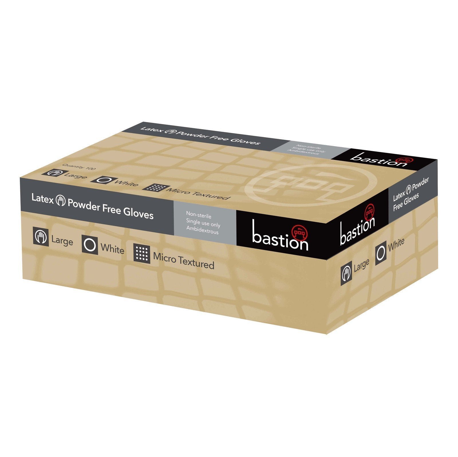 Bastion - Latex White Powder Free Gloves - 100 Gloves