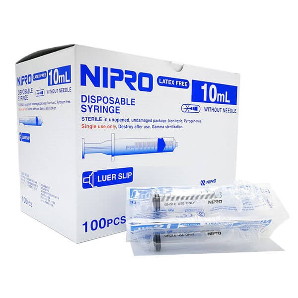 Nipro 10ml Luer Slip Syringe 100/Box