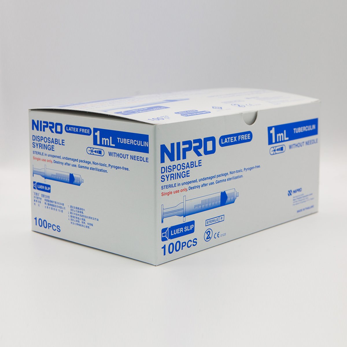 Nipro 1ml Tuberculin Luer Slip Syringe 100/Box