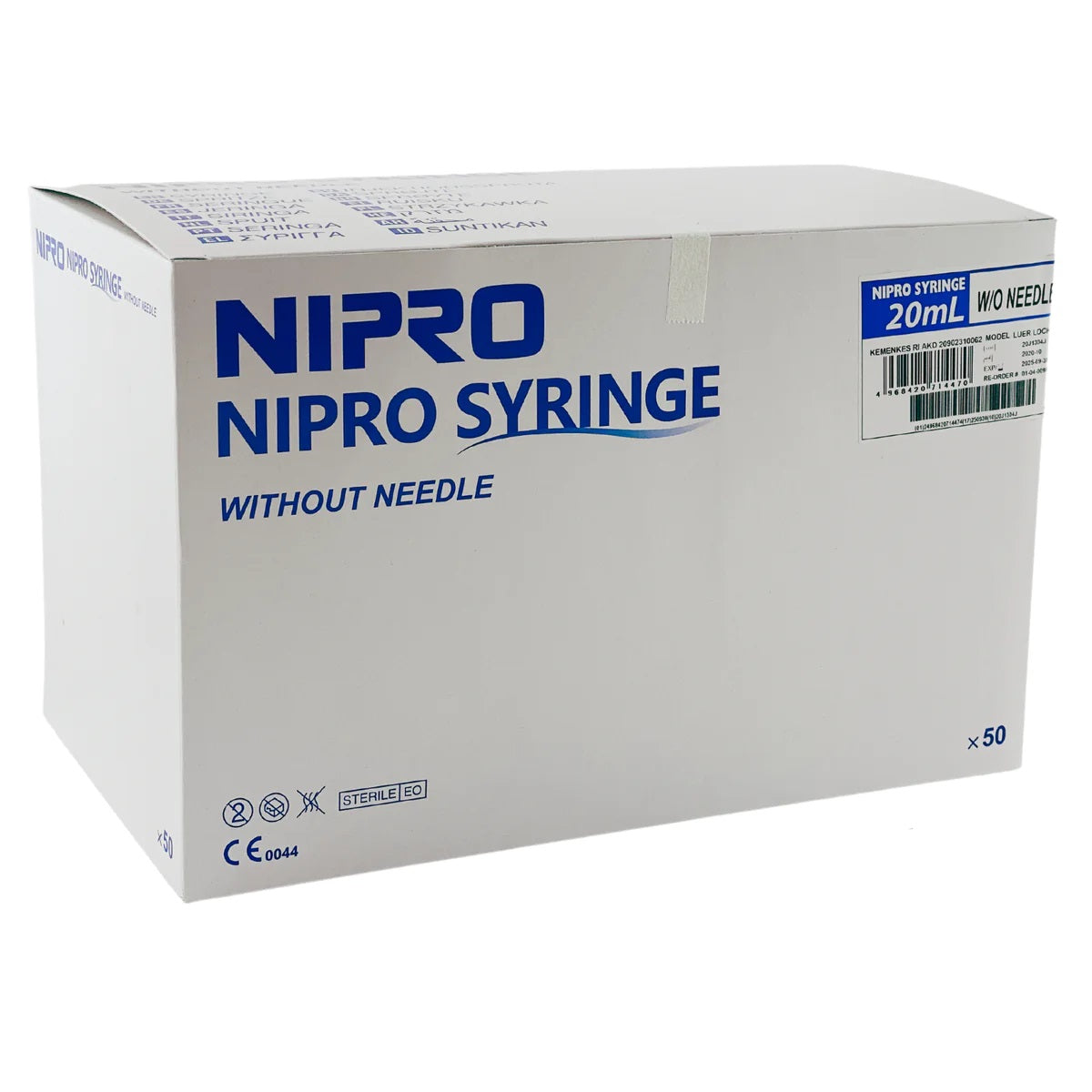 Nipro 20ml Luer Slip Syringe 50/Box