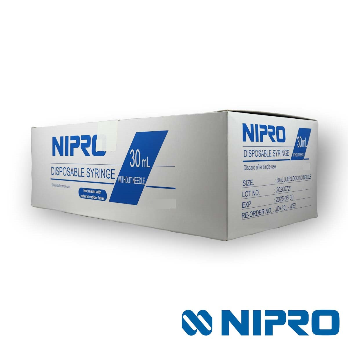 Nipro 30ml Luer Lock Syringe 100/Box