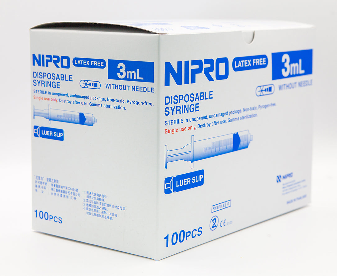 Nipro 3ml Luer Slip Syringe 100/Box