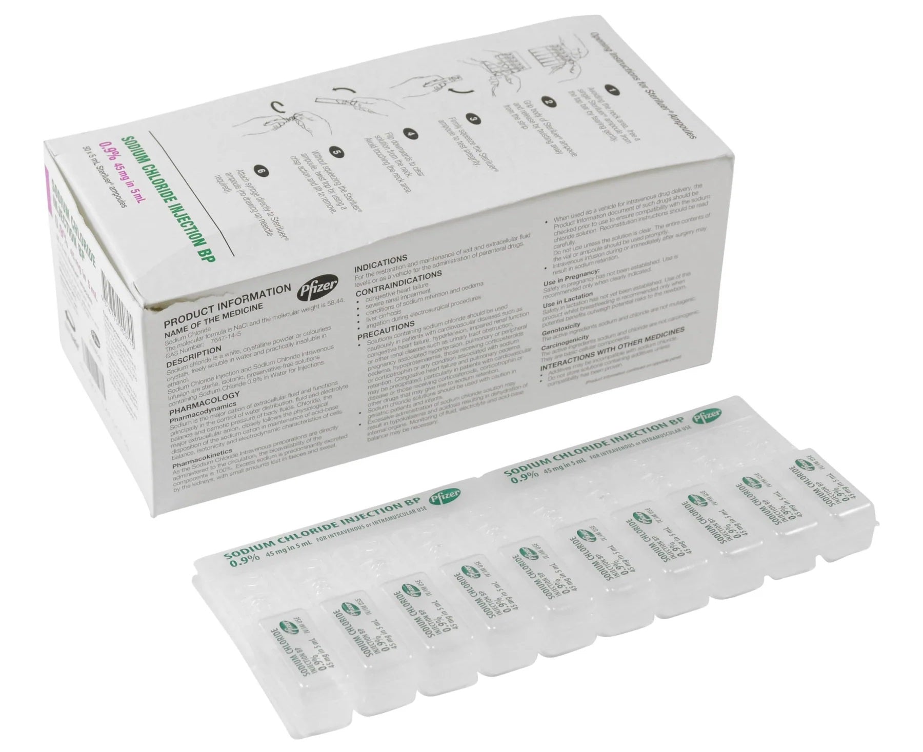 Pfizer Sodium Chloride, 0.9% Ampoule 5ml For Injection - Box/50 EXP: MAY 2027
