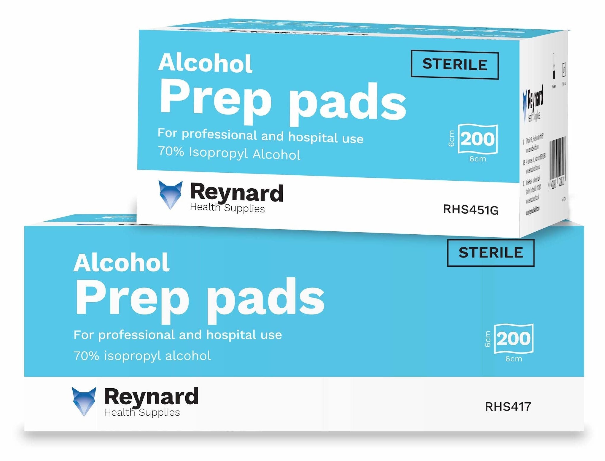 Reynard Sterile 70% Isopropyl Alcohol 6cm x 6cm Prep Pad Swab - Box/200