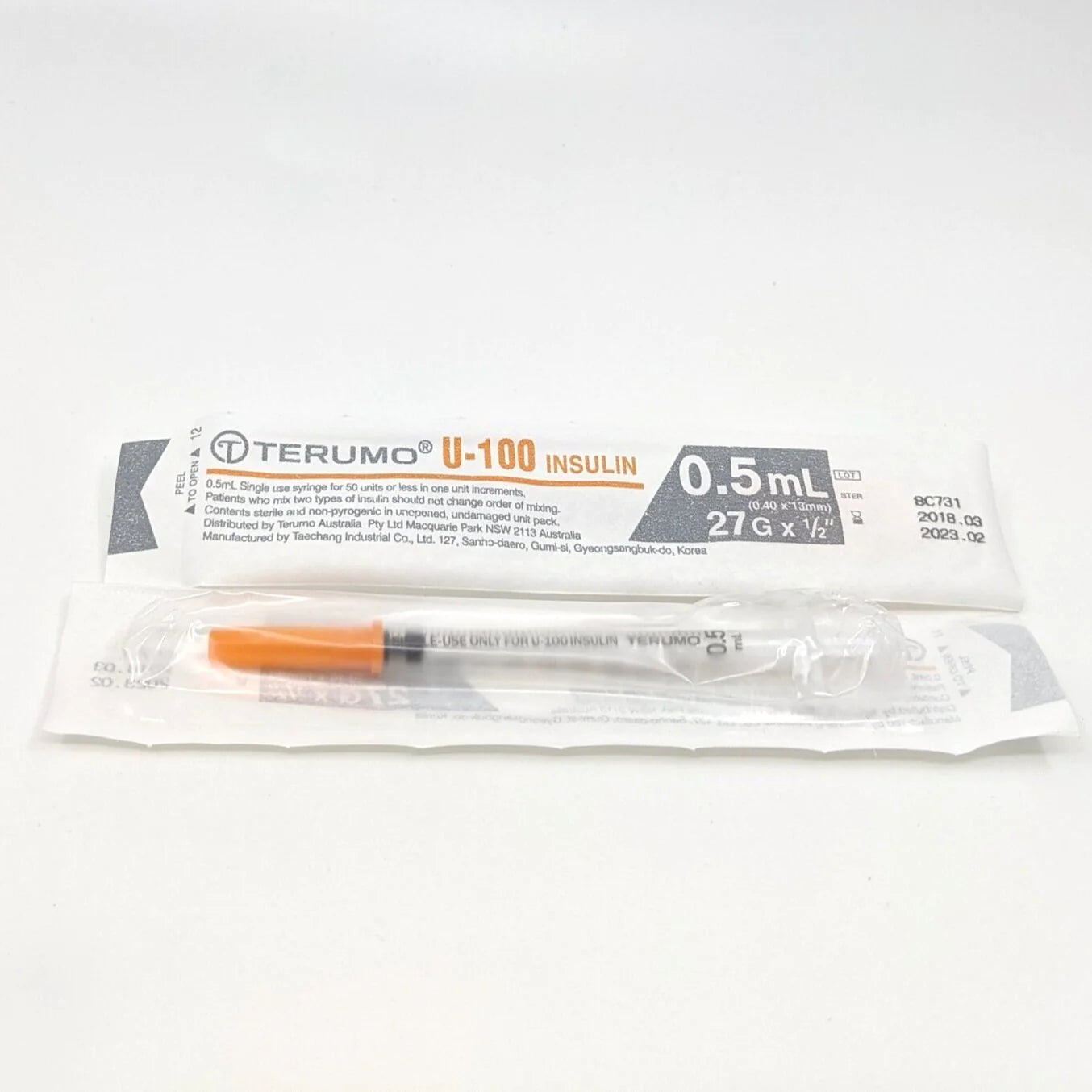 Terumo Insulin 0.5mL U100 insulin 27G x 1/2" (13mm)