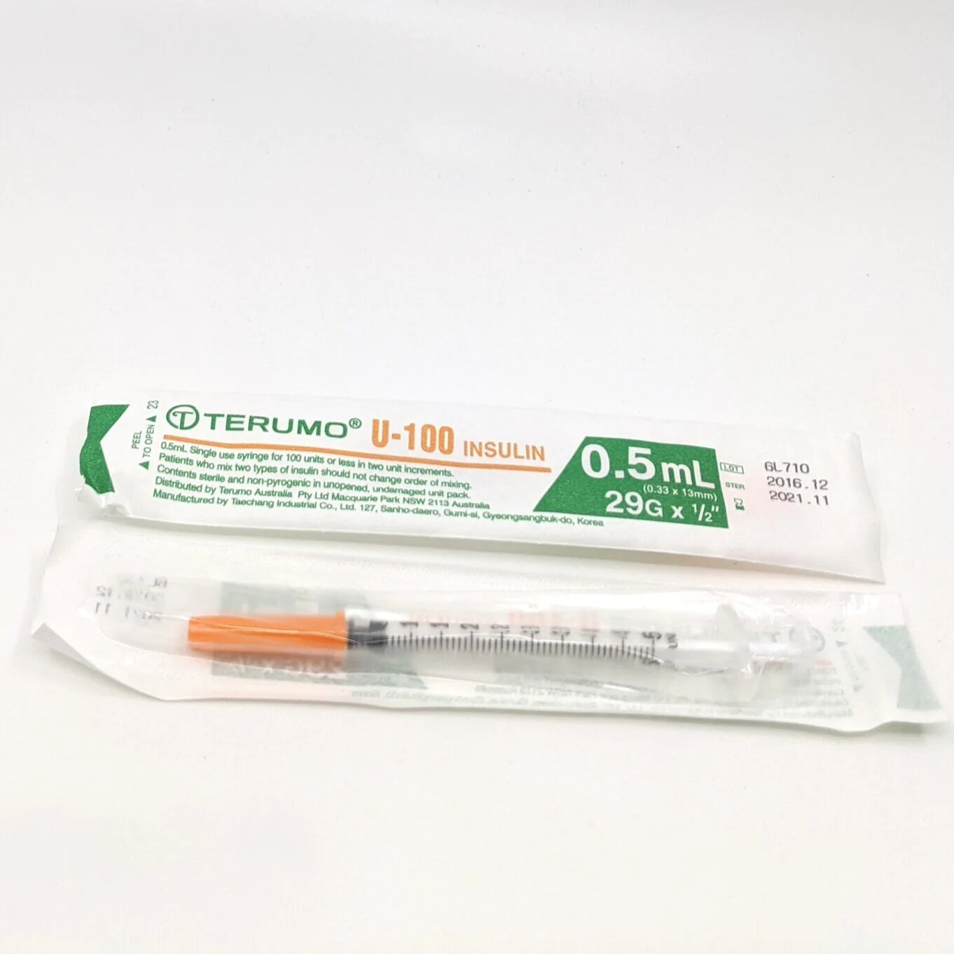 Terumo Insulin 0.5mL U100 insulin 29G x 1/2" (13mm) Box of 100