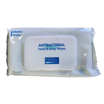 Medico Antibacterial Hand & Body Wipes (Isopropyl Alcohol 75%) - Pack/50